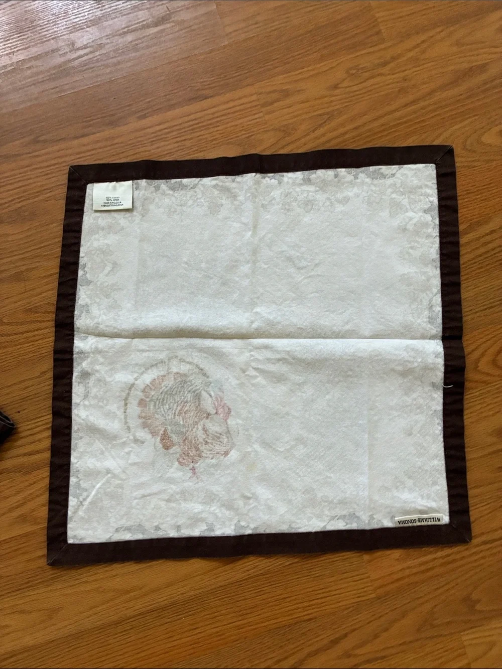 Set of 4 Williams Sonoma Plymouth Turkey napkins cotton 19” square